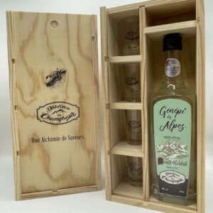 Coffret bois liqueur de génépi "une alchimie de saveurs"